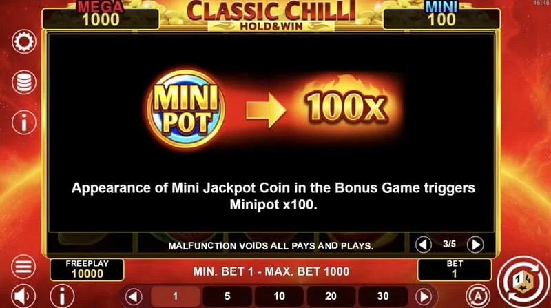 Classic Chilli Hold & Win – spuštění kola Hold & Win